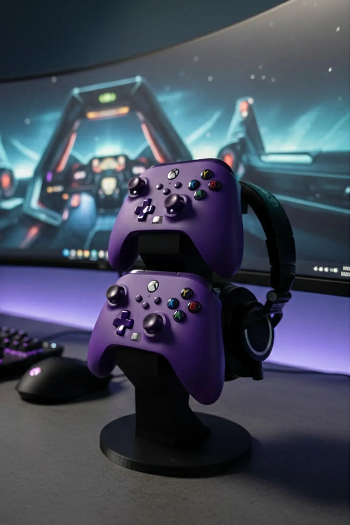 Xbox Joystick Kontroller Tutucu Ve Kulaklık Dikey Standı Siyah